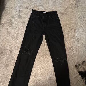 Black Jeans with Embroidered Details